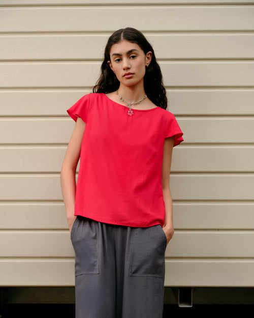 Blusa con lino y botones en la espalda Alina