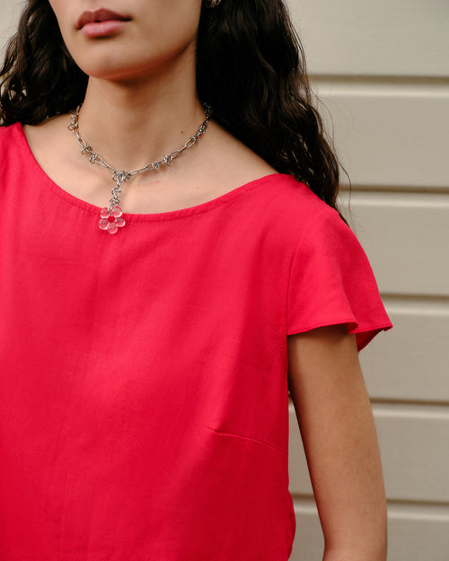 Blusa con lino y botones en la espalda Alina Hover