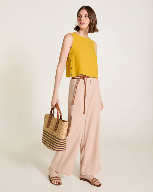 Blusa sin mangas con lino Lirio/2