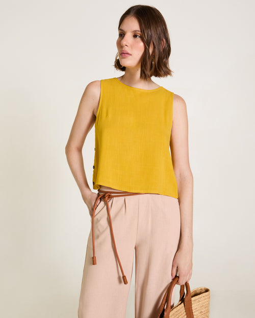 Blusa sin mangas con lino Lirio/2 Hover