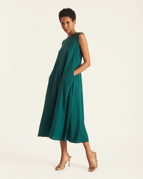 Maxi vestido fluido con lino Danelly