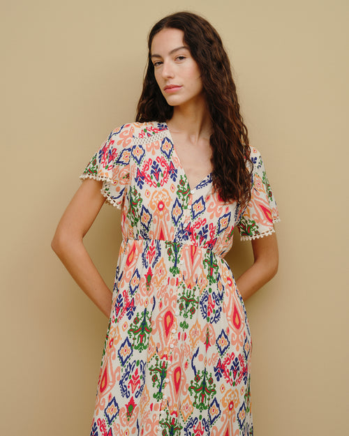 Maxi vestido largo estampado Milena Hover