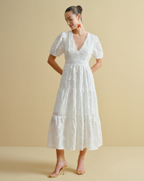 Maxi Vestido largo tela bordada Nerina Hover