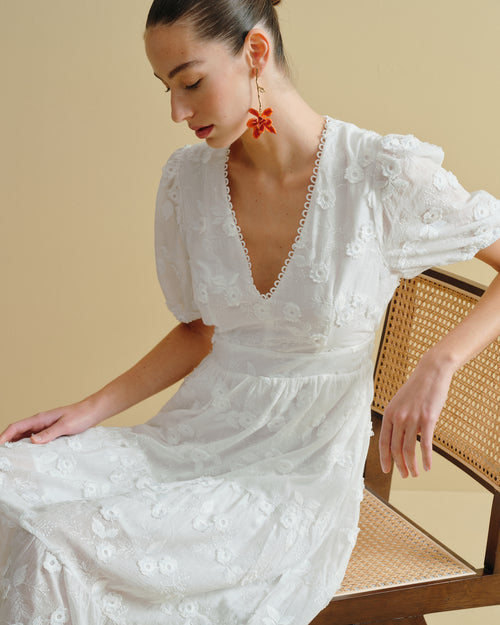 Maxi Vestido largo tela bordada Nerina