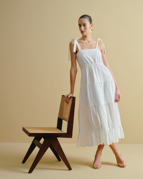 Maxi Vestido largo tela bordada Telma