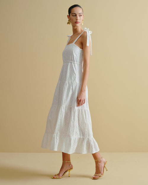 Maxi Vestido largo tela bordada Telma Hover