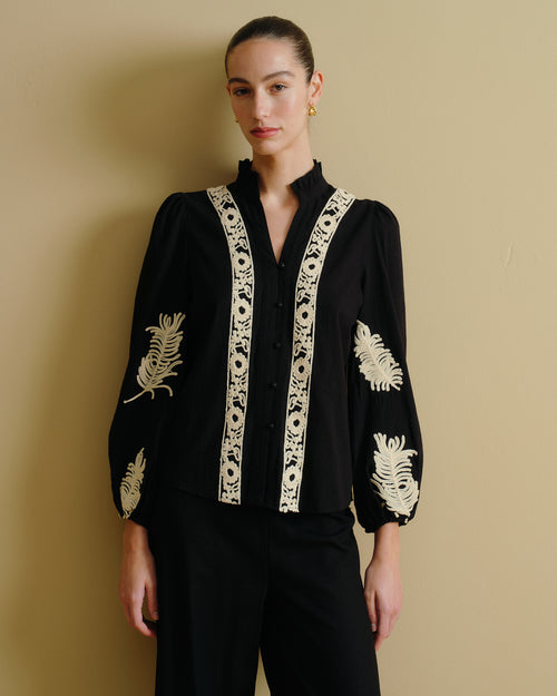 Blusa manga larga con aplicación Kenza