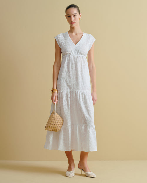 Maxi Vestido largo tela bordada Estela