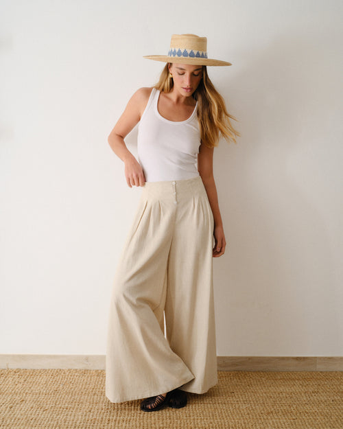 Pantalon con lino y botones Karime