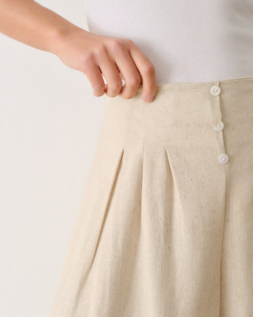 Pantalon con lino y botones Karime Hover