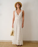 Maxi vestido largo tela bordada Zenda