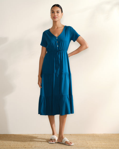 Maxi vestido con olanes Eliza Hover