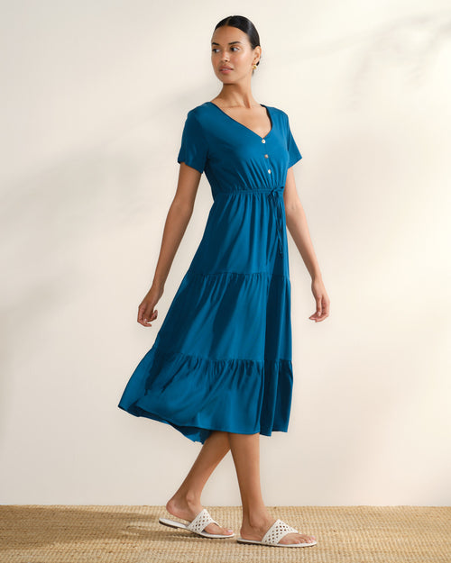 Maxi vestido con olanes Eliza