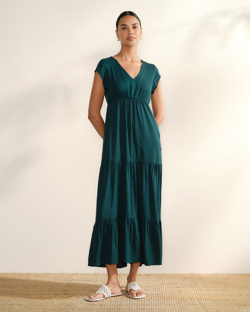 Maxi Vestido largo tela bordada Estela