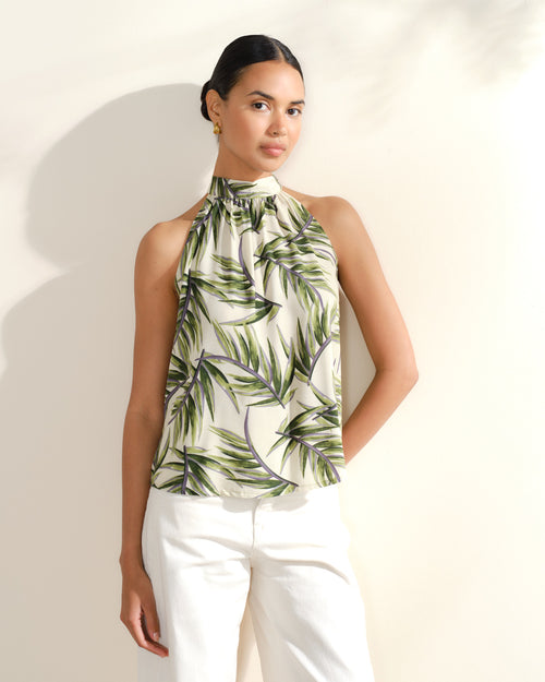 Blusa halter estampada Salome