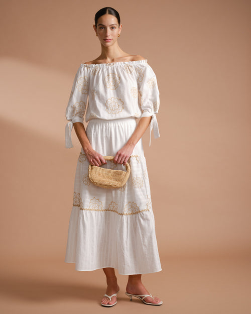 Set de falda en tela bordada Dhapne