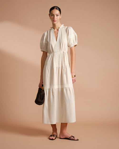 Vestido largo con lino Livia