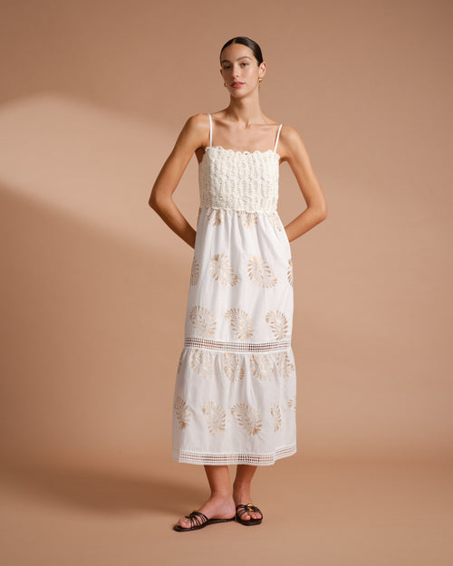 Vestido largo con crochete Ornella