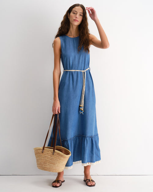 Vestido largo color denim Marais