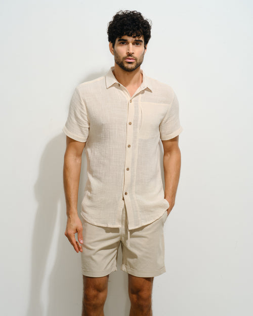 Camisa manga corta algodon manta Amin