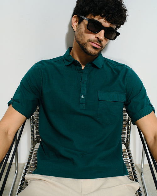 Camisa manga corta con Lino Max