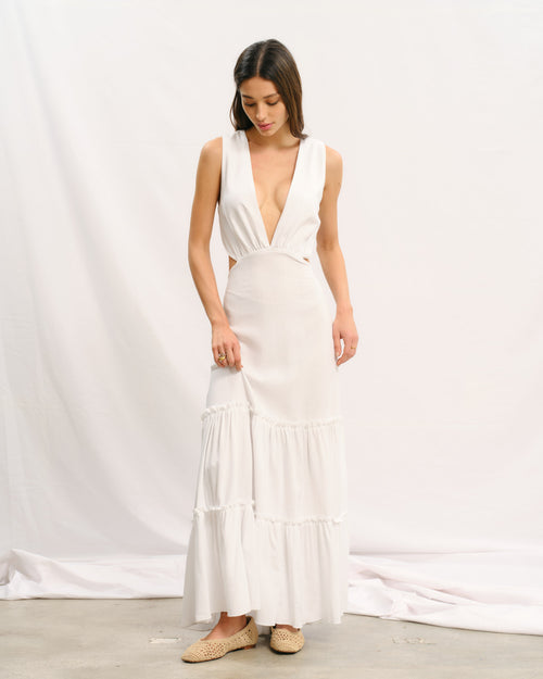 Maxi vestido con lino Lucette