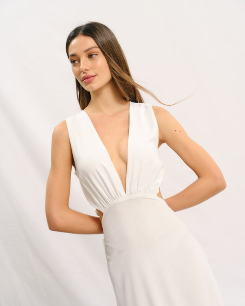 Maxi vestido con lino Lucette Hover