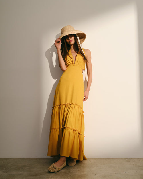 Maxi vestido con lino Lucette