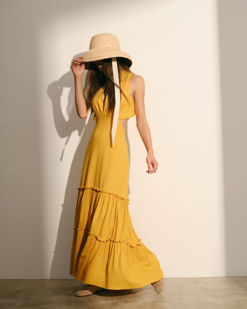 Maxi vestido con lino Lucette Hover