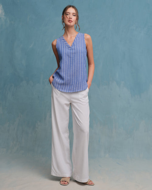 Blusa con lino escote en V Naty