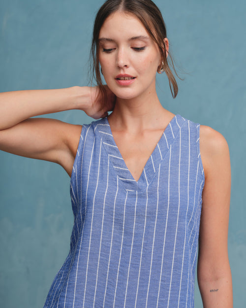 Blusa con lino escote en V Naty Hover