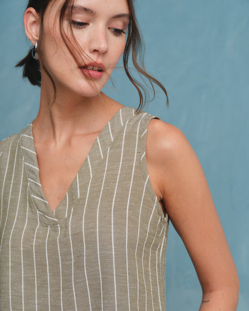 Blusa con lino escote en V Naty Hover