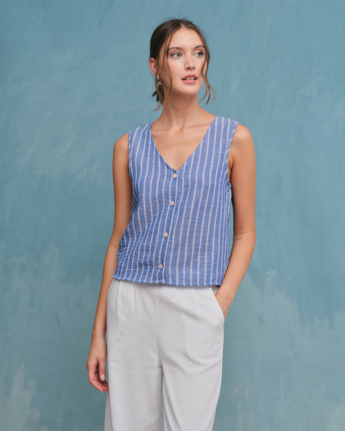 Blusa sin mangas con Botones Clara