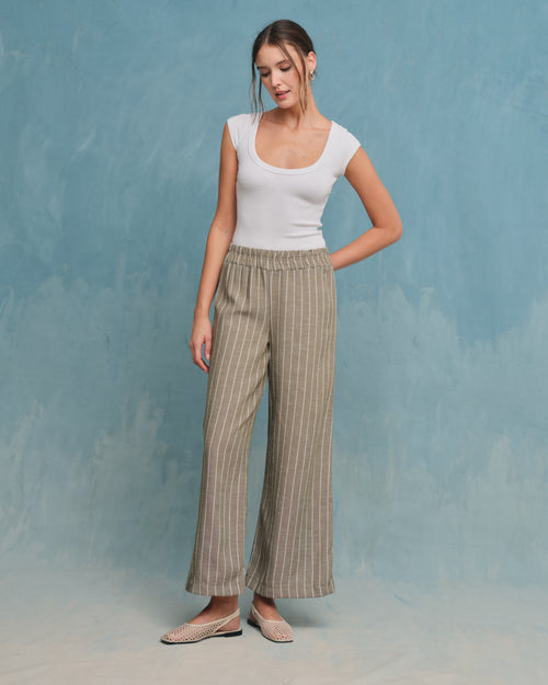 Pantalón con lino corte recto Sahara