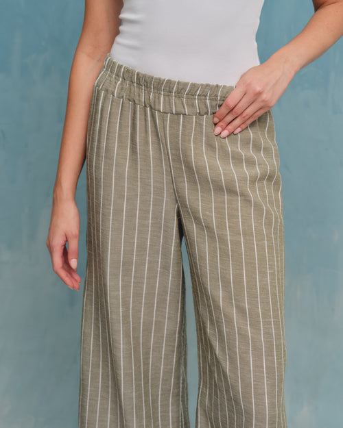 Pantalón con lino corte recto Sahara Hover