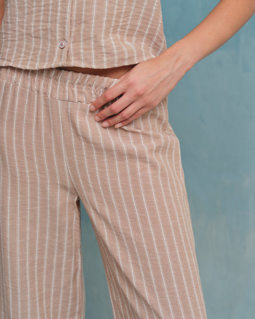 Pantalón con lino corte recto Sahara Hover