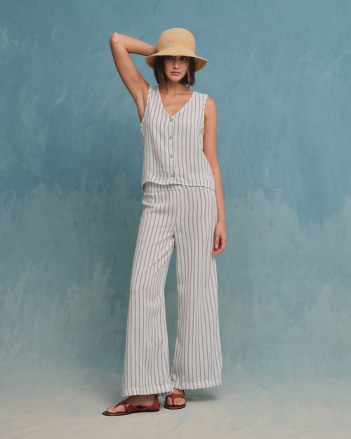 Pantalón con lino corte recto Sahara