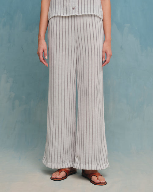 Pantalón con lino corte recto Sahara Hover