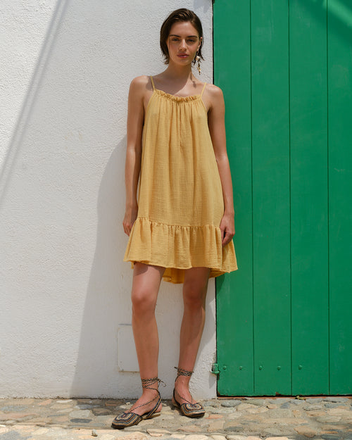 vestido corto de algodon manta Tania