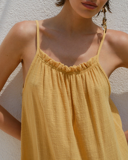 vestido corto de algodon manta Tania Hover