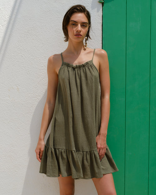 vestido corto de algodon manta Tania