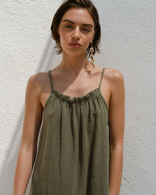 vestido corto de algodon manta Tania Hover