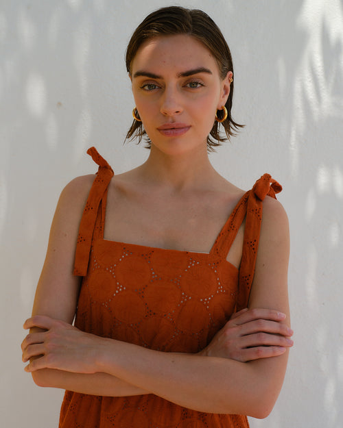 Maxi Vestido largo tela bordada Telma Hover