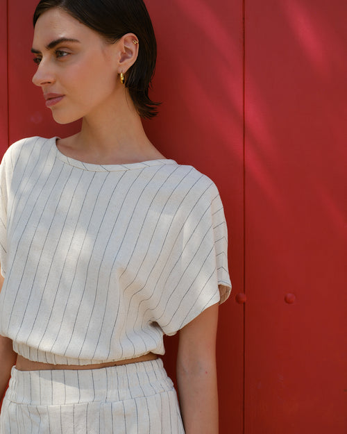 Blusa manga corta con lino Emma Hover