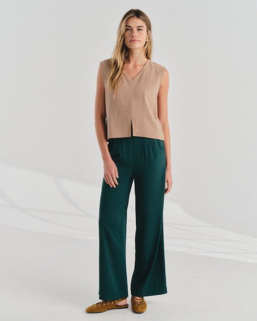 Crop Top sin mangas con lino Viva