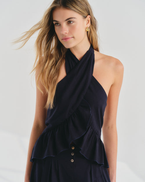 Blusa halter con olanes Cruz/L