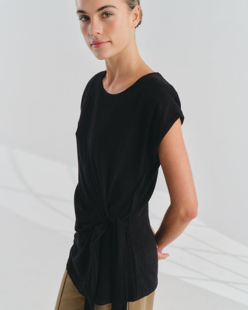 Blusa con lino con nudo Sheila Hover