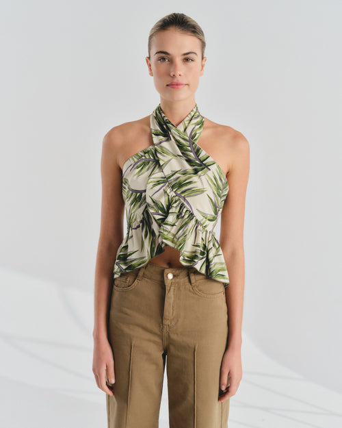 Blusa halter con olanes Cruz