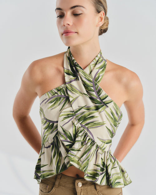 Blusa halter con olanes Cruz Hover