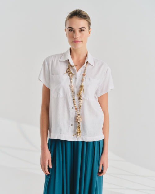 Blusa camisera con Lino Lina